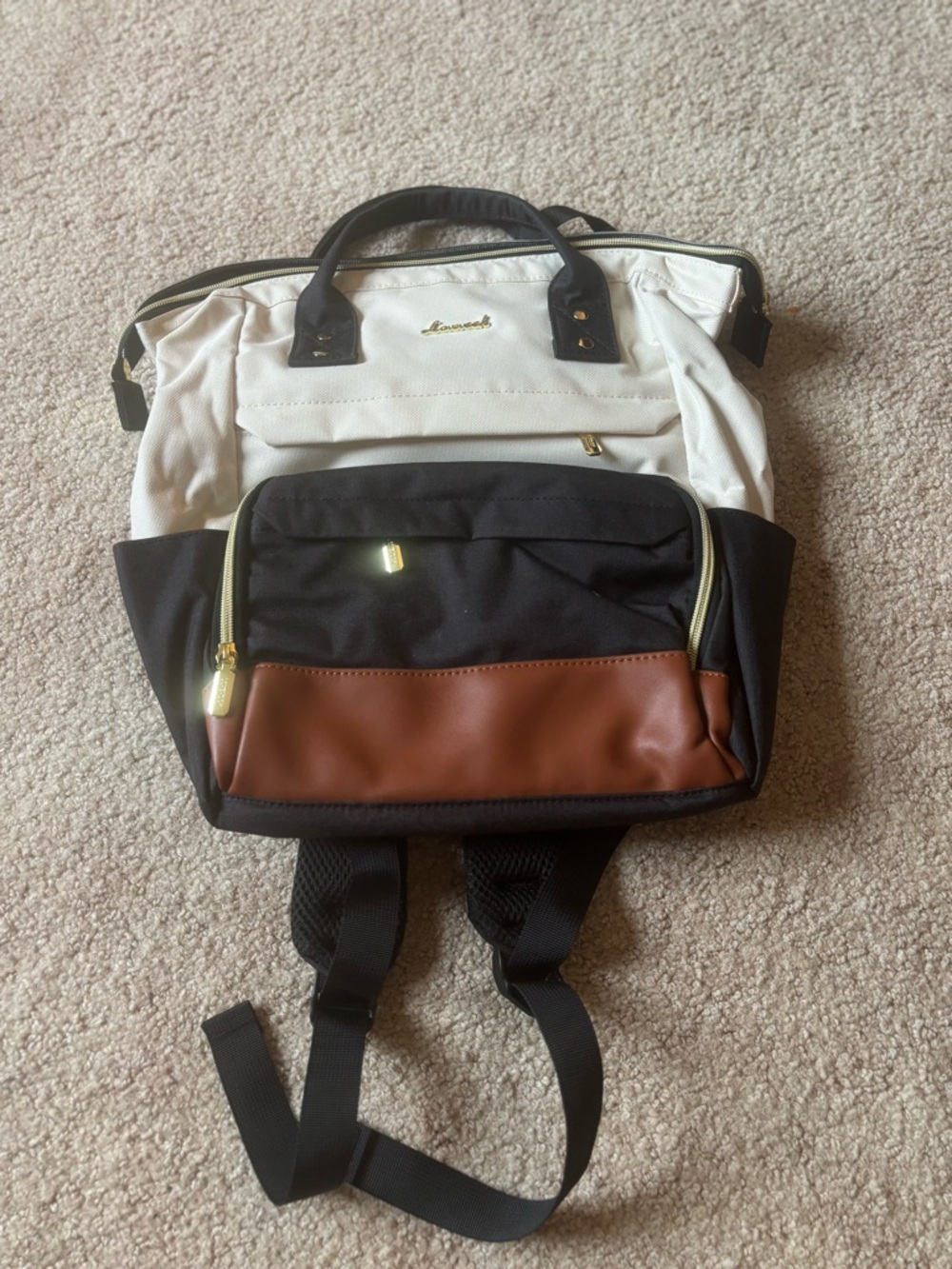 Lovesick Black, White & Brown Two-Tone Backpack